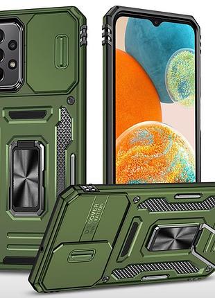 Чохол зі шторкою для камери camshield army ring для samsung galaxy a23 4g, ударостійкий кейс з кільцем-тримачем та функцією