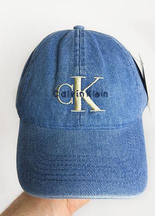 Бейсболка джинсова біла calvin klein monogram logo cap кепка кельвін кляйн