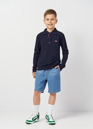 Поло для мальчика с длинным рукавом синее смайл тайм fashion smiletme 122 170
