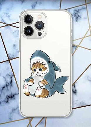Прозрачный чехол с защитой камеры на iphone 14 pro :: котёнок (принт 120)