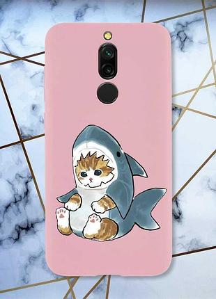 Матовий чохол з рожевими боками на xiaomi redmi 8 кошеня принт 120