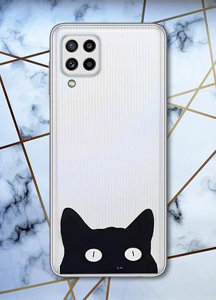 Прозрачный чехол на samsung galaxy m32 / m22 / a22 4g кошечка (принт 119)