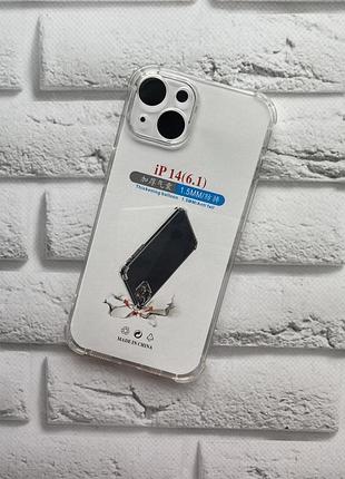 Прозрачный силиконовый чехол с утолщёнными углами для iphone 14