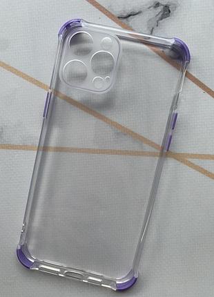 Силиконовый чехол с утолщёнными углами фиолетового цвета для iphone 12 pro max