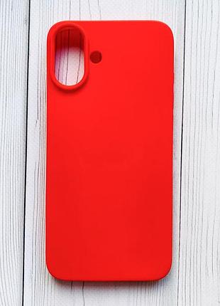 Силиконовый матовый чехол на iphone 16 plus красный