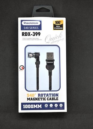 Кабель usb micro usb reddax rdx-399 2.4a 1m (круглый,magnetic) black