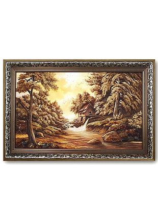 Картина из янтаря домик на краю (картины из янтаря и иконы)