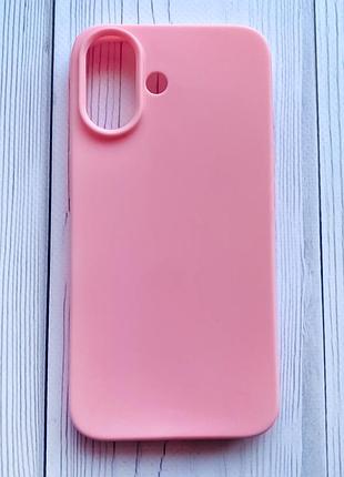 Силиконовый матовый чехол на iphone 16 розовый