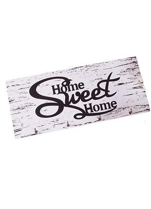 Ключница деревянная светлая home sweet home (деревянные ключницы)