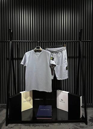 Мужской летний комплект stone island шорты футболка