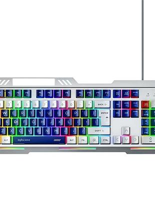 Клавиатура inphic k9 mecha проводная полноразмерная с регулируемой rgb подсветкой, бесшумная, сине-белый (ukr)