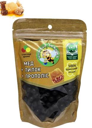 Натуральные медовые конфеты драже "целебная пчелка" с прополисом