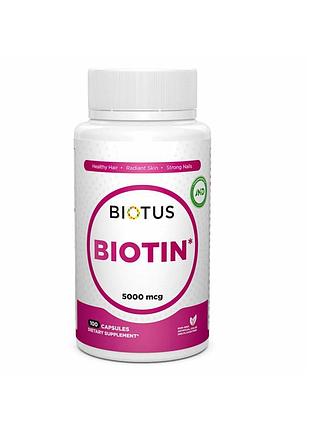 Біотин, biotin, biotus, 5000 мкг, 100 капсул