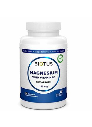 Магній і вітамін в6, magnesium with vitamin b6, biotus, екстра сильний, 150 капсул