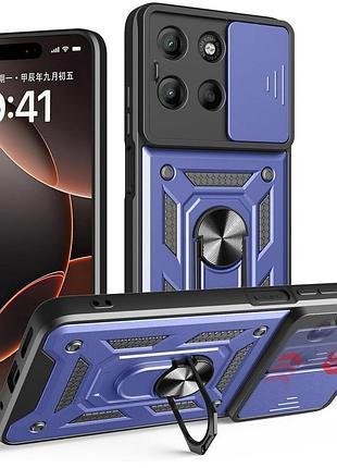 Чехол fiji camera defence для motorola g17 / g17 power бампер с защитой камеры и подставкой dark blue