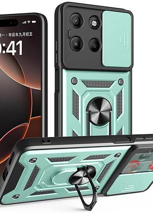 Чехол fiji camera defence для motorola g17 / g17 power бампер с защитой камеры и подставкой green