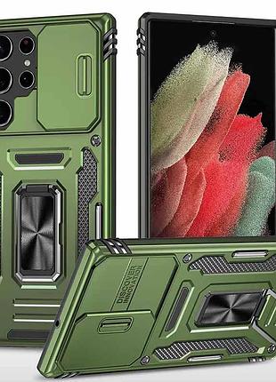 Ударопрочный чехол camshield army ring для samsung galaxy s25 ultra оливковый / army green