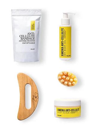 Скребок гуаша для массажа тела + антицеллюлитные средства хimenia anti-cellulite