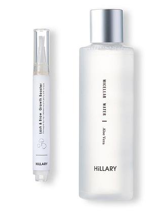 Пептидная бустер-сыворотка для роста ресниц и бровей hillary lash & brow growth booster + мицеллярная вода hillary micellar water aloe