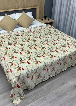 Плед-покривало із різдвяним принтом (150х210см) decorator wellsoft. колір кремовий