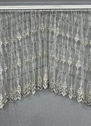 Тюль арка на кухню из фатина (500х170см). цвет коричневый