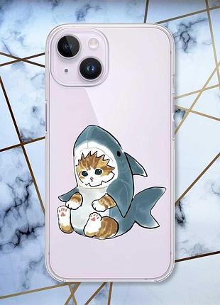 Прозрачный чехол с защитой камеры на iphone 14 :: котёнок (принт 120)