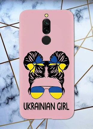 Матовый чехол с розовыми боками на xiaomi redmi 8 :: украинская девушка (принт 113)