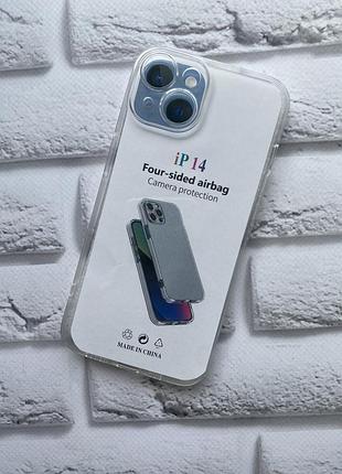 Прозрачный силиконовый чехол с защитой камеры для iphone 14