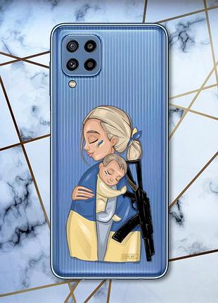 Прозрачный чехол для samsung galaxy m32 / m22 / a22 4g защитница (патриотический принт 21)