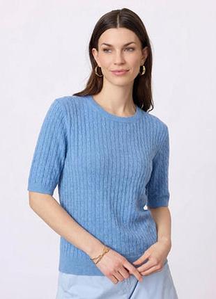 Блакитний джемпер в коси з ніжного кашеміру від the cashmere centre