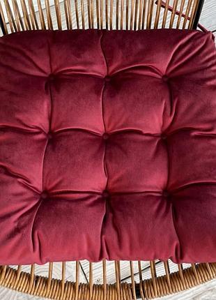 Подушка для стільців, табуретів однотонний (40x40х5 см) decorator velour. колір бордовий