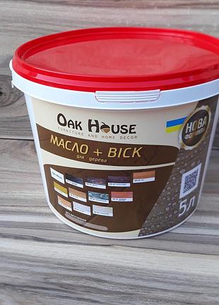 Засіб на основі лляної олії та воску oak house для дерева колір вишня 5 л.