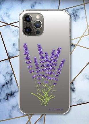 Прозрачный чехол на iphone 12 pro max :: лаванда (принт 28)