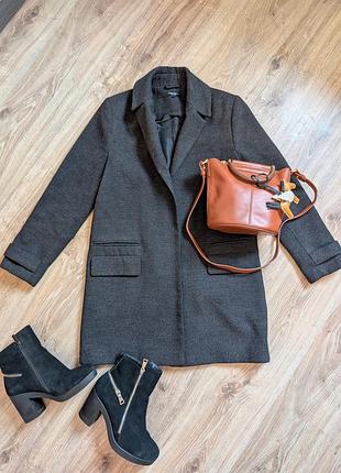 Стильное базовое пальто графитового серого цвета new look petite, размер m (uk 12)