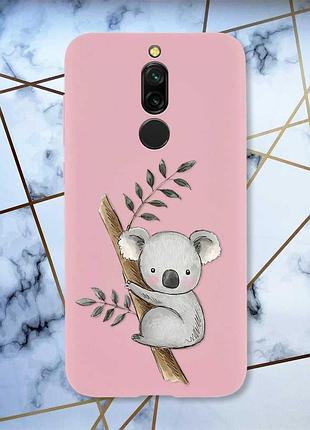 Матовый чехол с розовыми боками на xiaomi redmi 8 :: коала (принт 132)