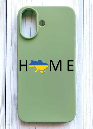 Матовий оливковий чохол на iphone 16 дім україна (принт 72)