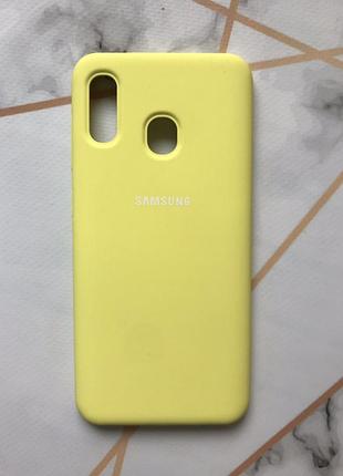 Силіконовий чохол silicone case full для samsung galaxy а30 (2019) / а20 (2019) жовтий