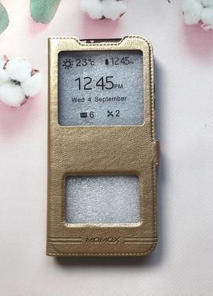 Чехол-книжка momax для xiaomi redmi 7 золотой