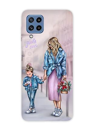 Чехол на samsung galaxy m32 / m22 / a22 4g мама и дочь (принт 56)