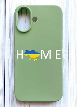 Матовый оливковый чехол на iphone 16 дом украина (принт 73)
