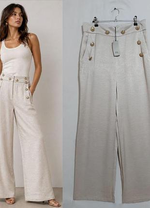 Широкие брюки палаццо с золотистыми металлическими пуговицами river island