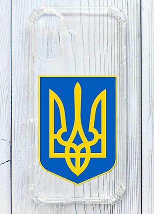 Чехол с утолщёнными углами на iphone 16 тризуб украина (принт 256)