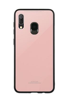 Силиконовый чехол glass case со стеклянной задней панелью для samsung galaxy а30 (2019) а305 / a20 розовый