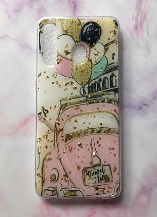 Силиконовый чехол с блестками для samsung galaxy а30 (2019) а305 / a20 машина