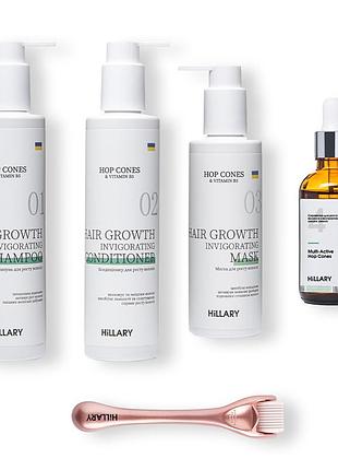 Мезороллер для кожи головы + комплекс для роста волос hop cones & b5 hair growth invigorating