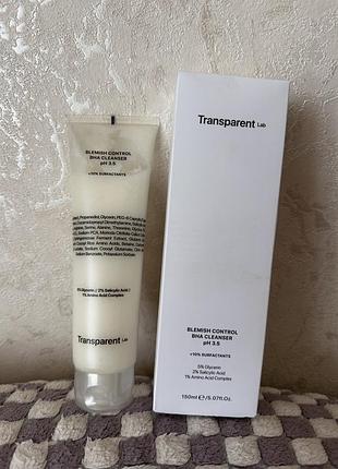 Гель для умивання transparent lab  blemish control bha cleanser ph 3.5