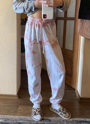 Спортивные штаны pink soda sport женские легкие на высокой посадке тай дай