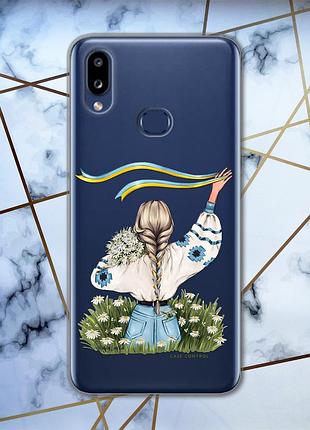 Чехол с утолщенными углами для samsung galaxy а10s/a107 :: девушка с лентой (принт 17)