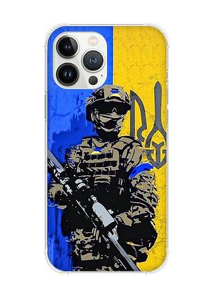 Чехол с утолщёнными углами на iphone 14 pro :: солдат (патриотический принт 350)