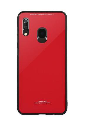 Силиконовый чехол glass case со стеклянной задней панелью для samsung galaxy а30 (2019) а305 / a20 красный
